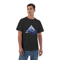 Mountain Landscape Diamond Drip T-Shirt | Blue Night Scenery