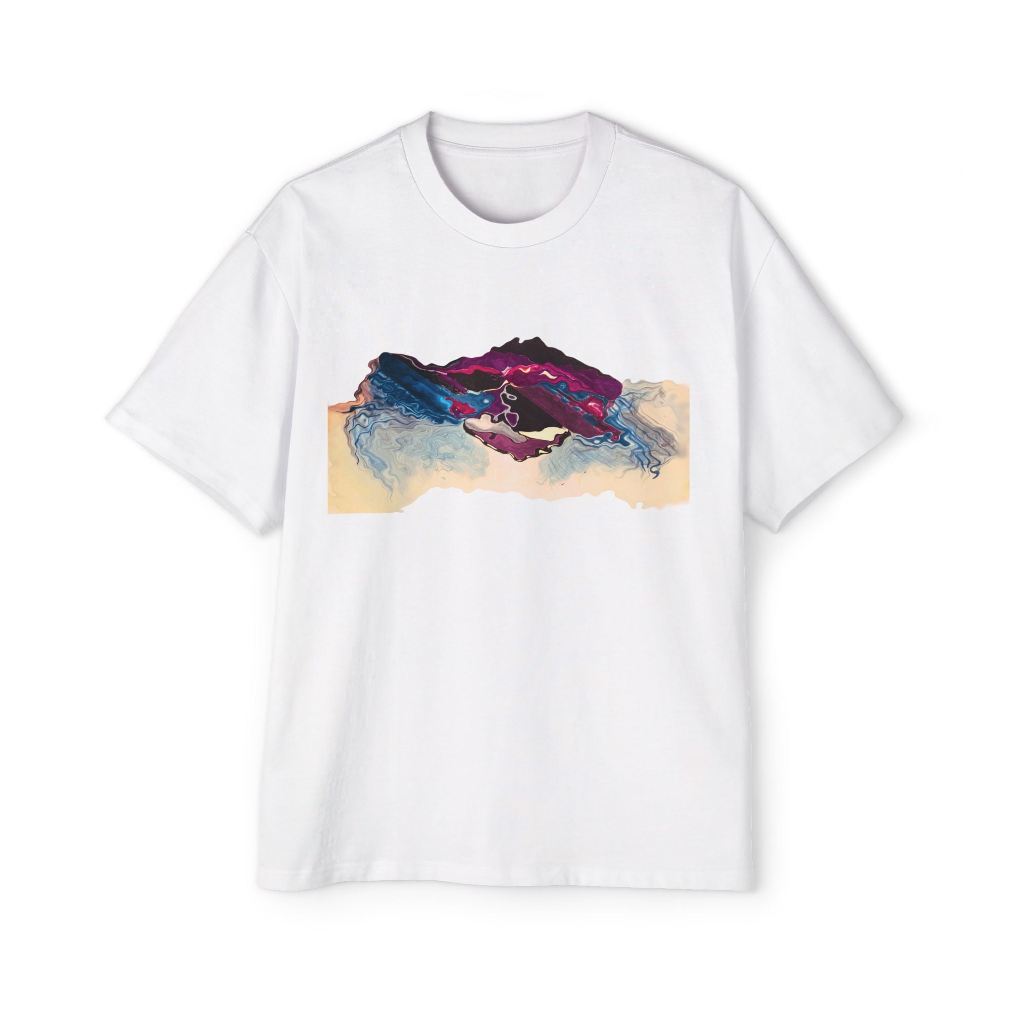 Abstract Mountain Art Tee — Colorful Landscape Oversized T‑Shirt