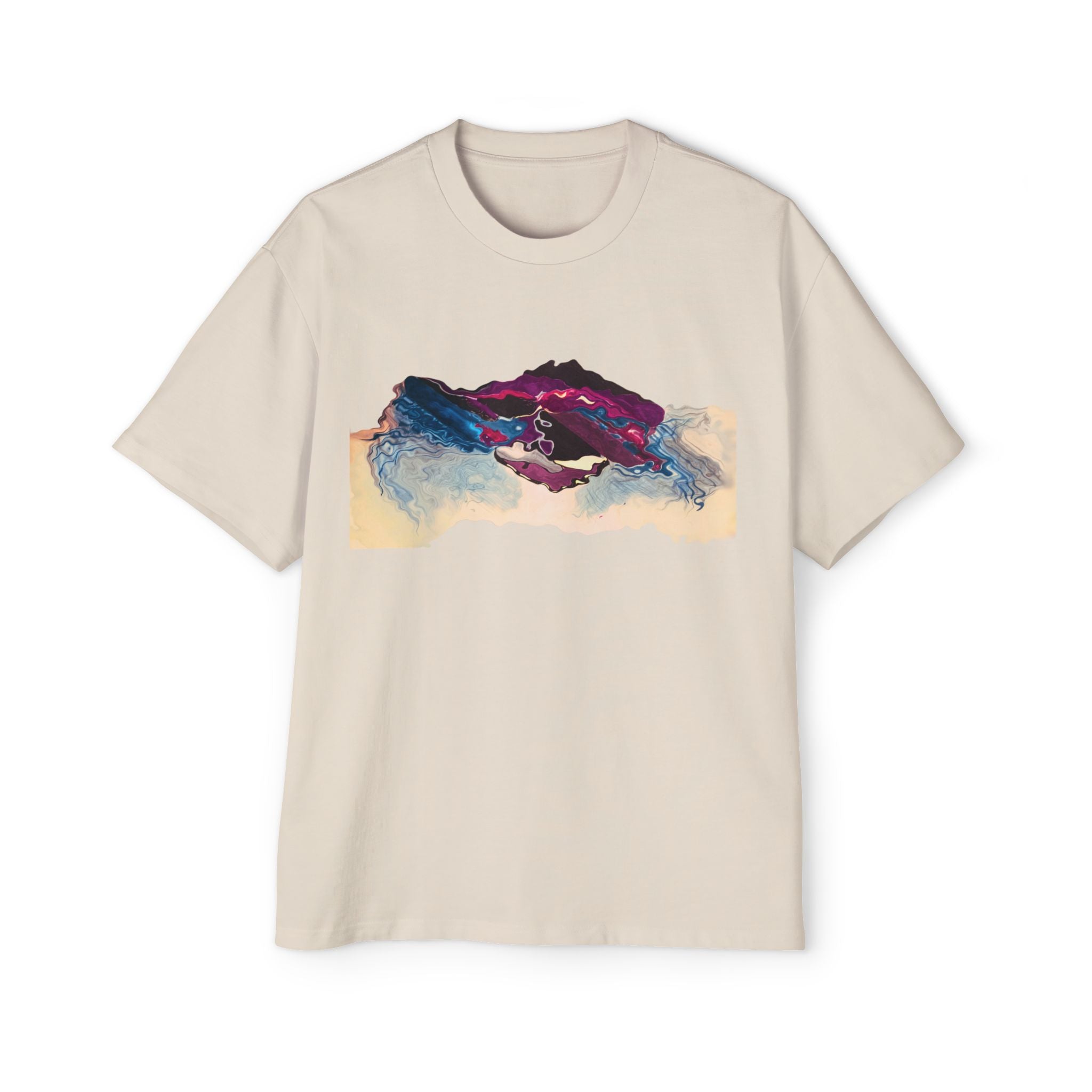Abstract Mountain Art Tee — Colorful Landscape Oversized T‑Shirt