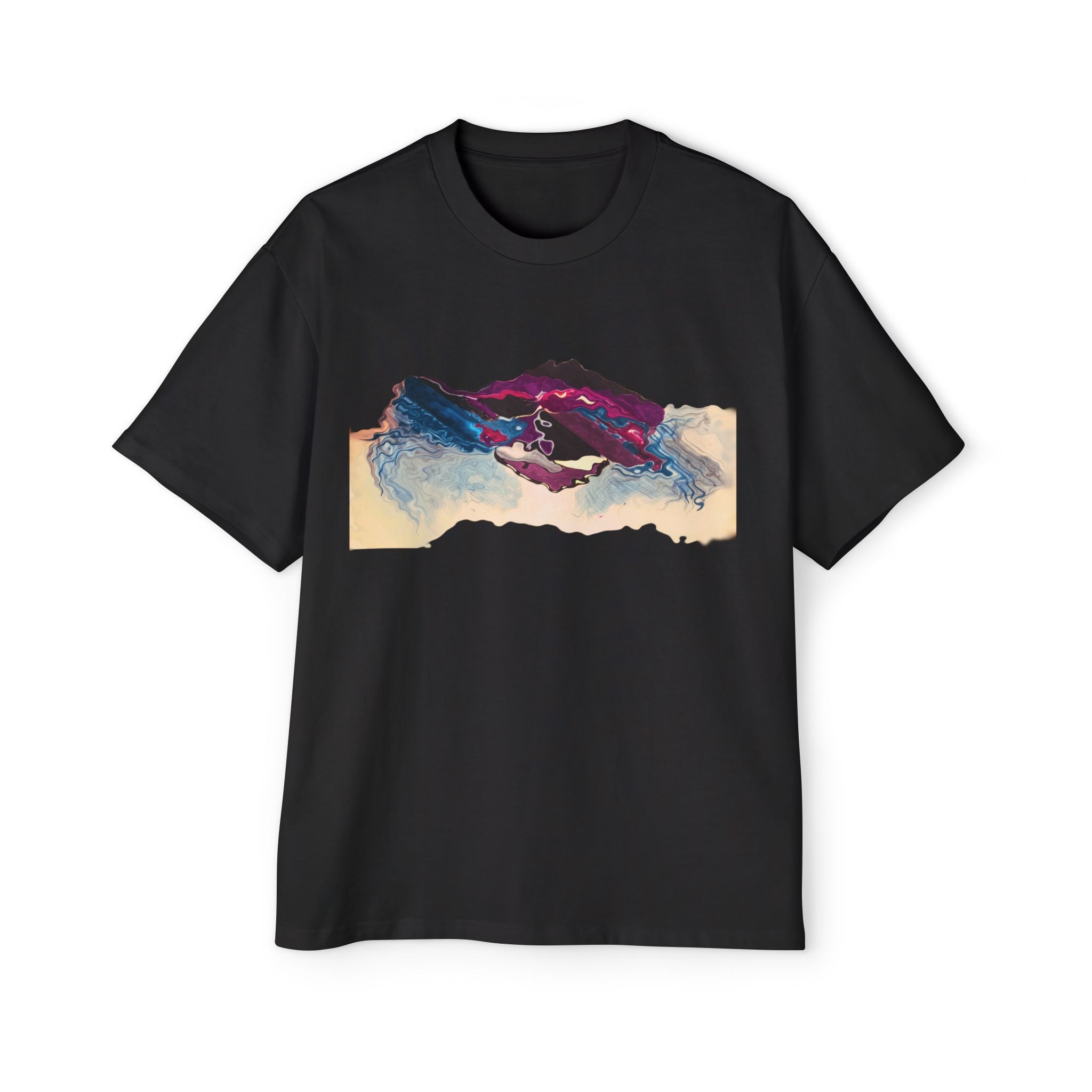 Abstract Mountain Art Tee — Colorful Landscape Oversized T‑Shirt
